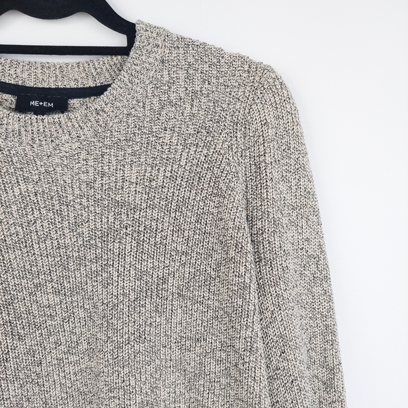 Me + Em Beige Knitted Jumper Womens Size M Approx 10-12 Balloon Sleeve - Picture 10 of 16